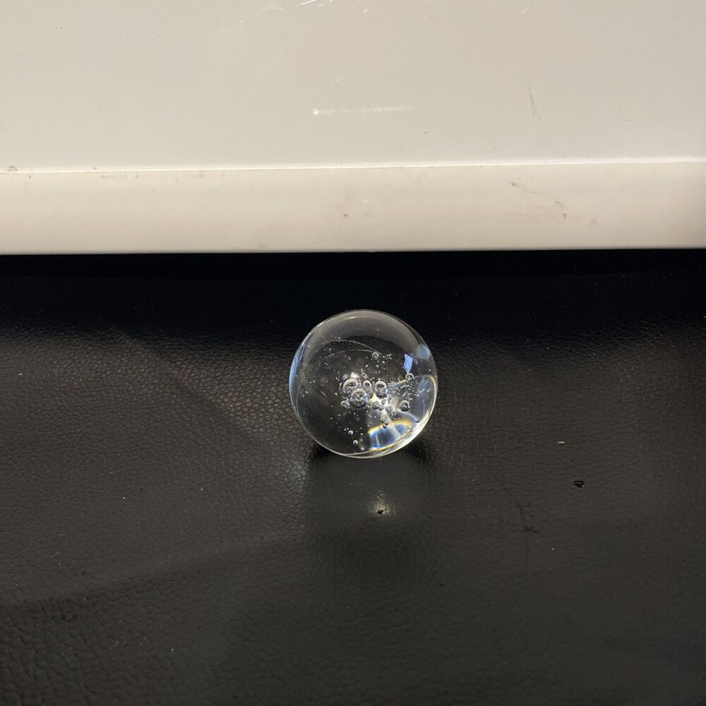 Paperweight bubbles clear art heavy hand blown round glass